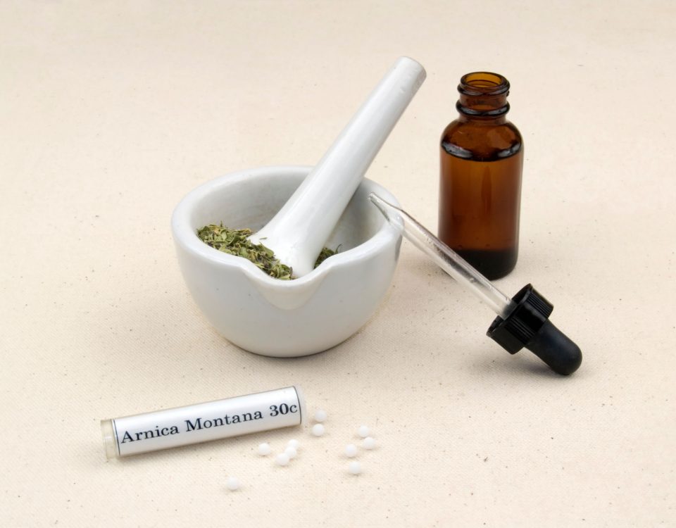 Natural Medicine bottle and herbs